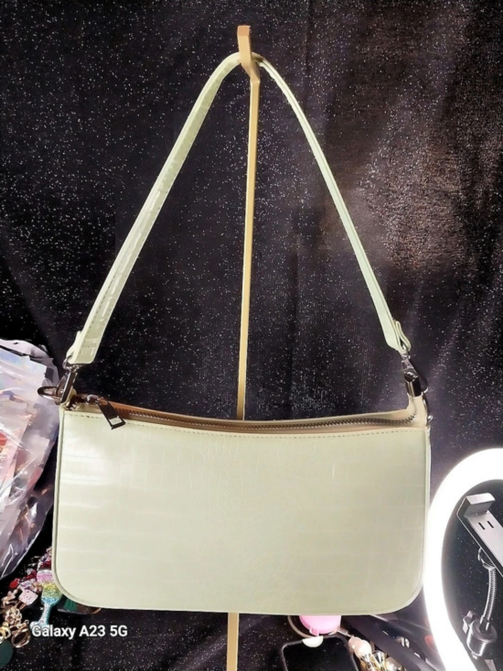 Unbranded Crocodile-Embossed Crossbody/Shoulder Bag in Mint Green